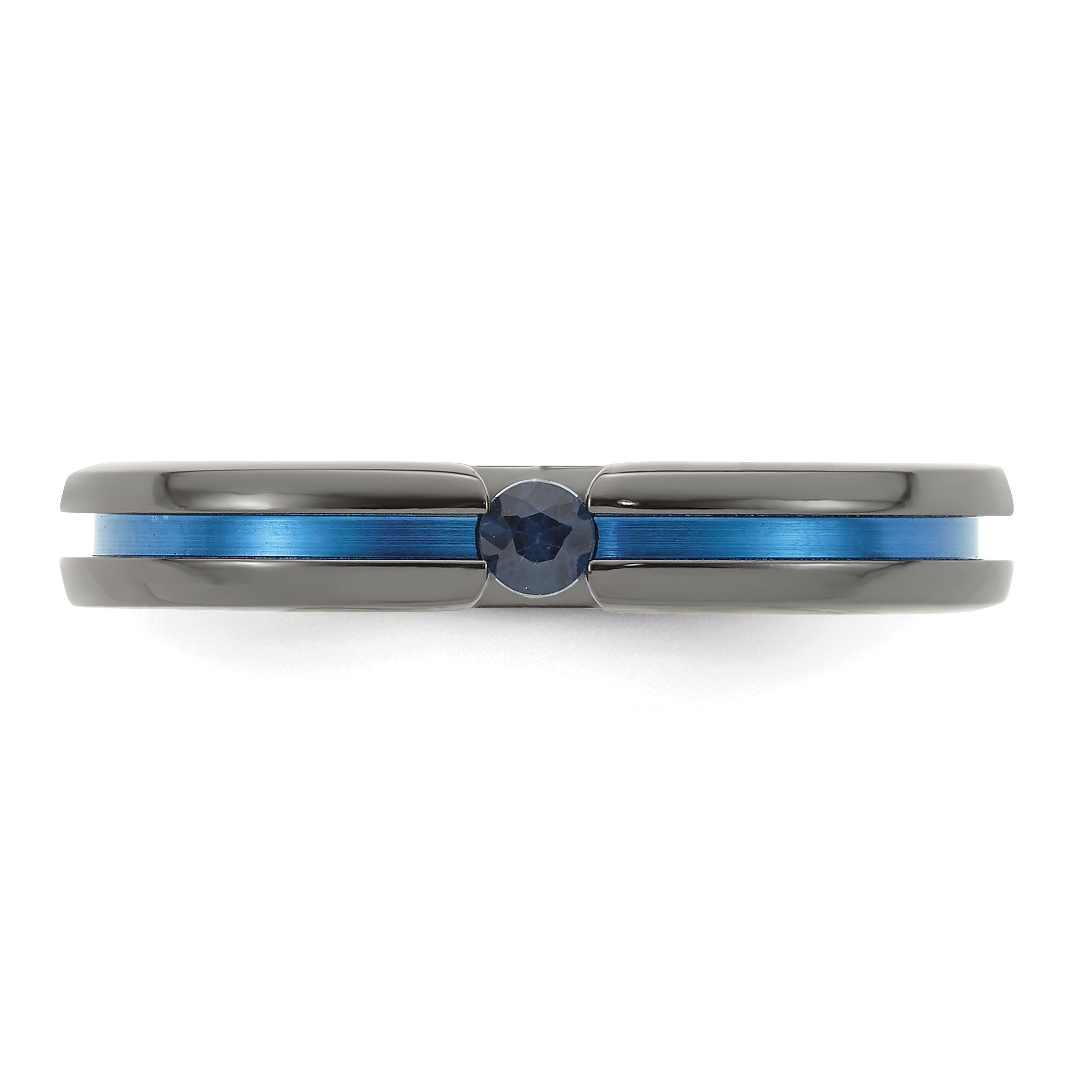 Edward Mirell Titanium Wedding Band with Blue Sapphire & Anodized Accents