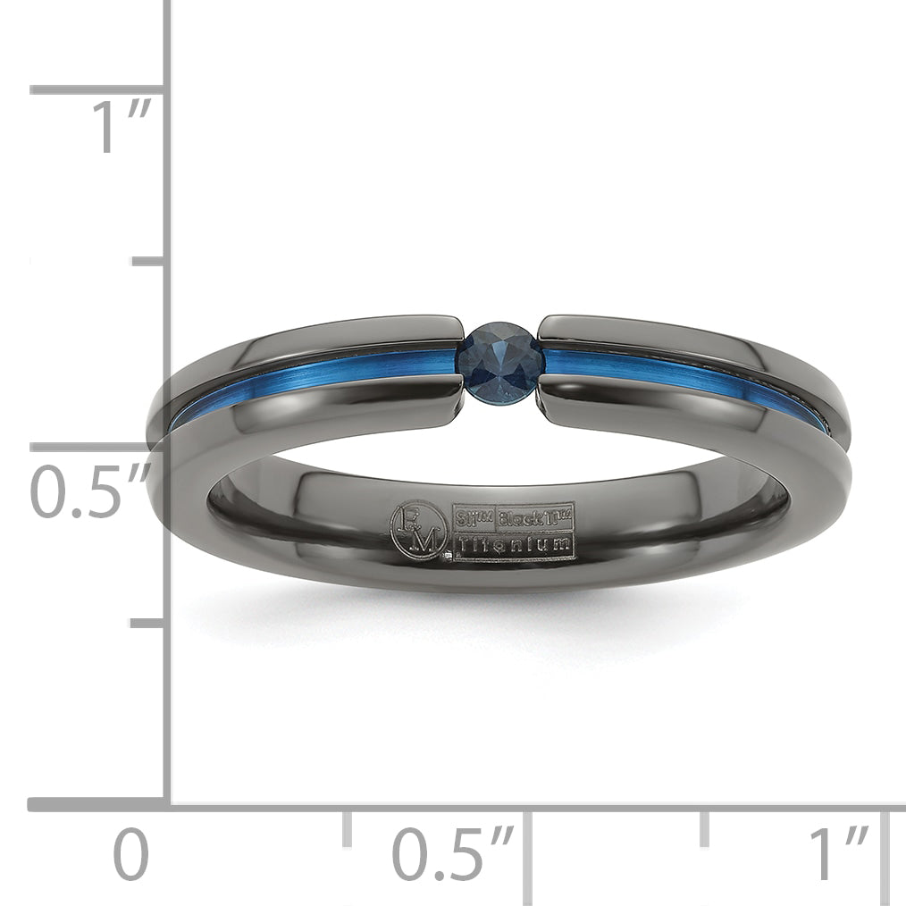 Edward Mirell Titanium Wedding Band with Blue Sapphire & Anodized Accents