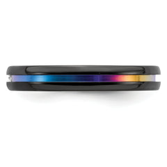 Titanium Wedding Band with White Sapphire Elegant Rainbow Accent