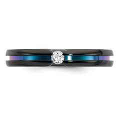 Edward Mirell Black Ti White Sapphire & Rainbow Anodized 4mm Band