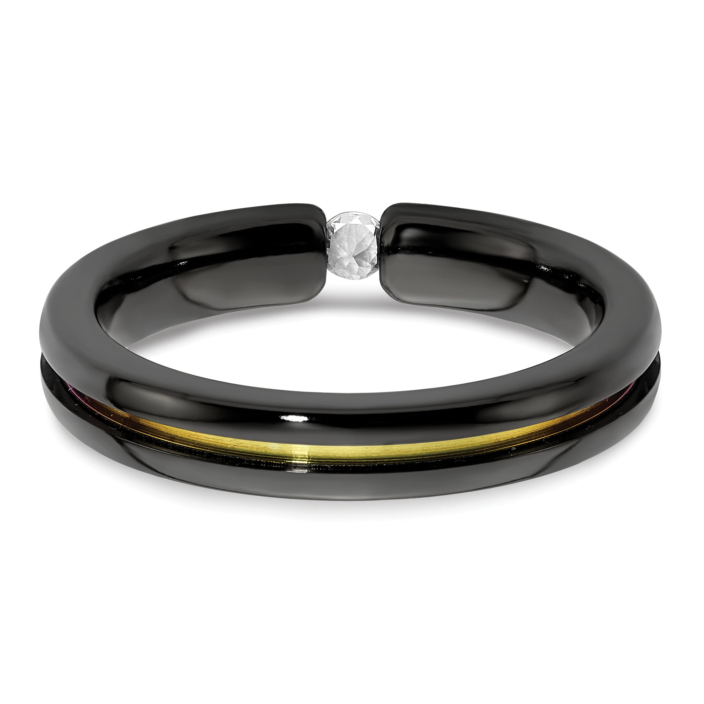 Edward Mirell Black Ti White Sapphire & Rainbow Anodized 4mm Band