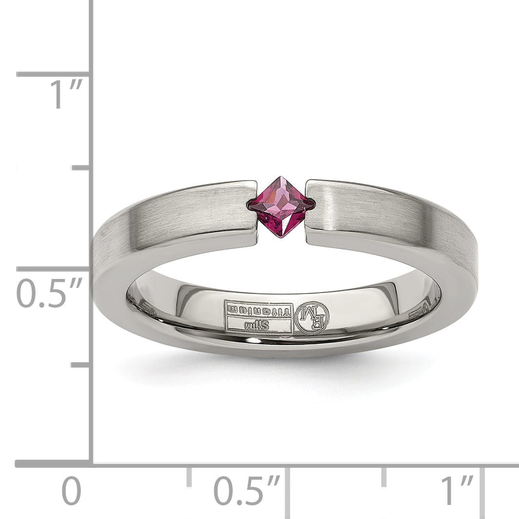 Sophia Jewelers Titanium Wedding Band with Rhodolite Garnet Brushed Finish