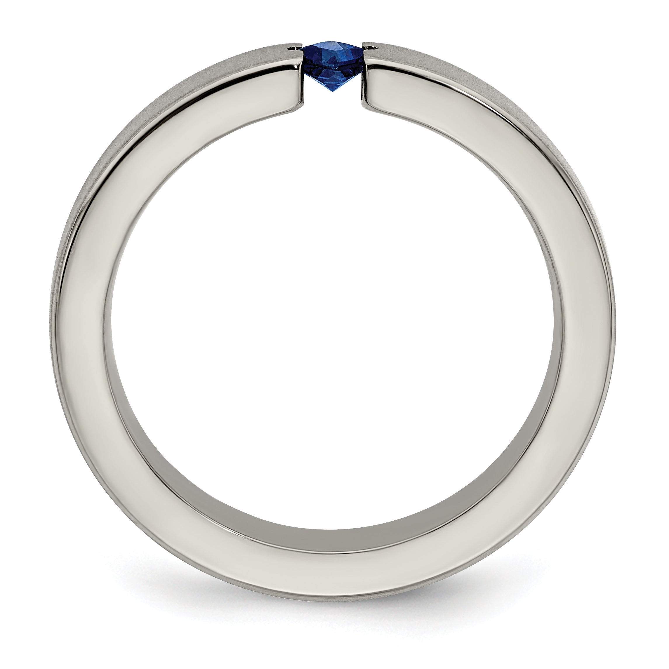 Edward Mirell Titanium Sapphire Wedding Band with Brushed Finish 4mm - 6.5