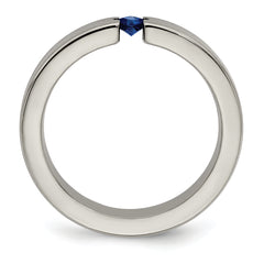 Edward Mirell Titanium Sapphire Wedding Band with Brushed Finish 4mm - 6.5
