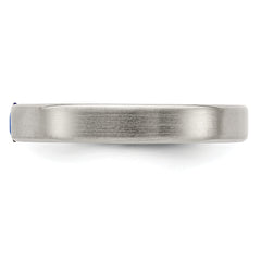 Edward Mirell Titanium Sapphire Wedding Band with Brushed Finish 4mm - 6.5