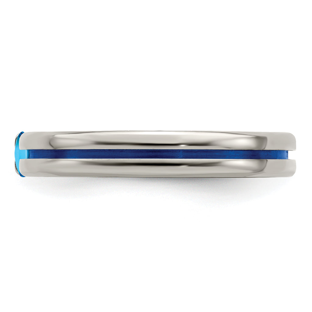 Edward Mirell Titanium Wedding Band with Sky Blue Topaz Accent
