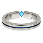 Edward Mirell Titanium Wedding Band with Sky Blue Topaz Accent