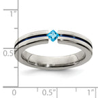 Edward Mirell Titanium Wedding Band with Sky Blue Topaz Accent