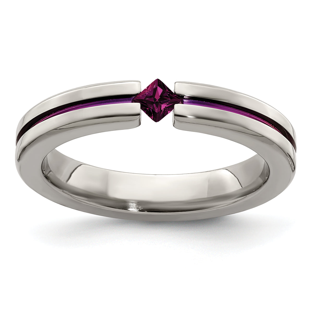 Edward Mirell Titanium Rhodolite Garnet & Anodized 4mm Band