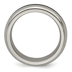 Edward Mirell Titanium Polished Wedding Band with Rainbow Anodized Center