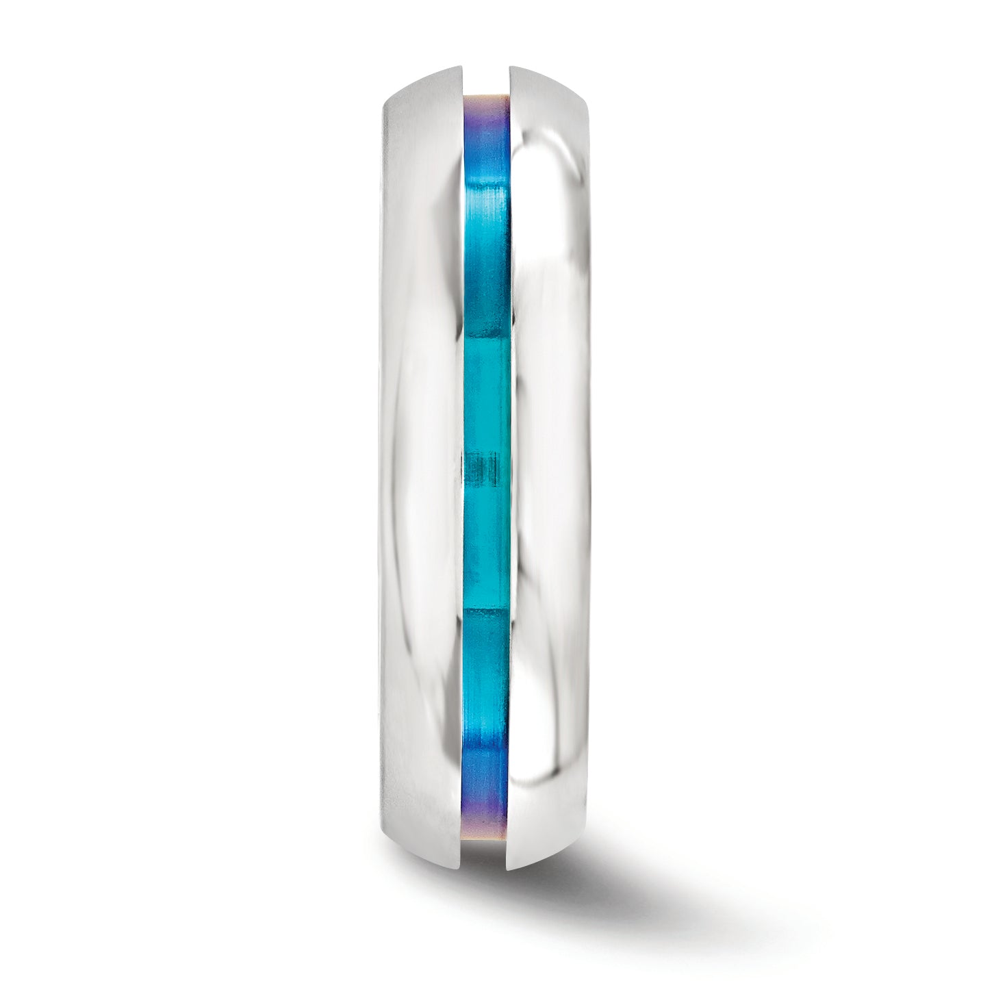 Edward Mirell Titanium Polished Wedding Band with Rainbow Anodized Center