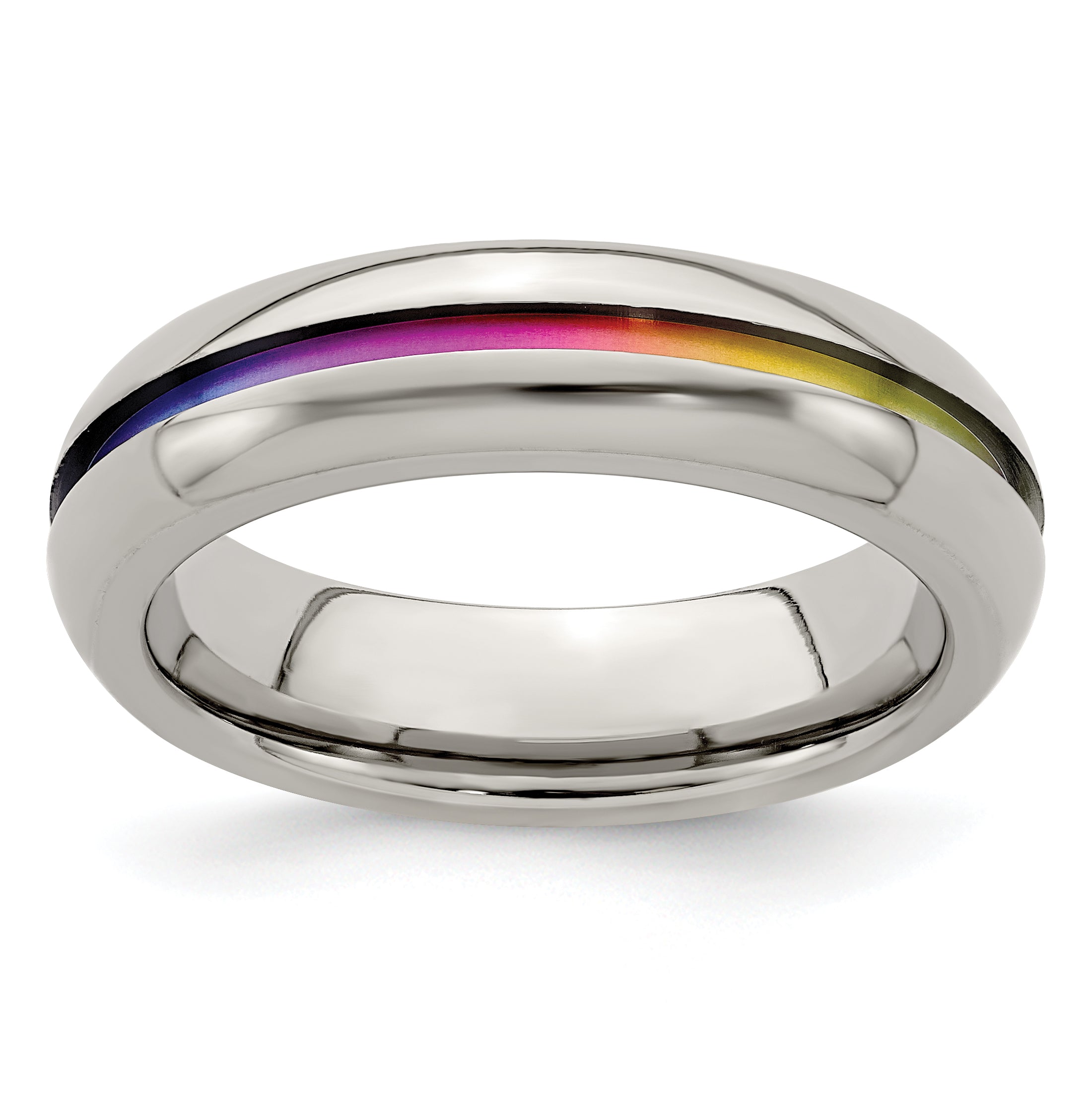 Edward Mirell Titanium Rainbow Anodized Center Polished 6mm Band