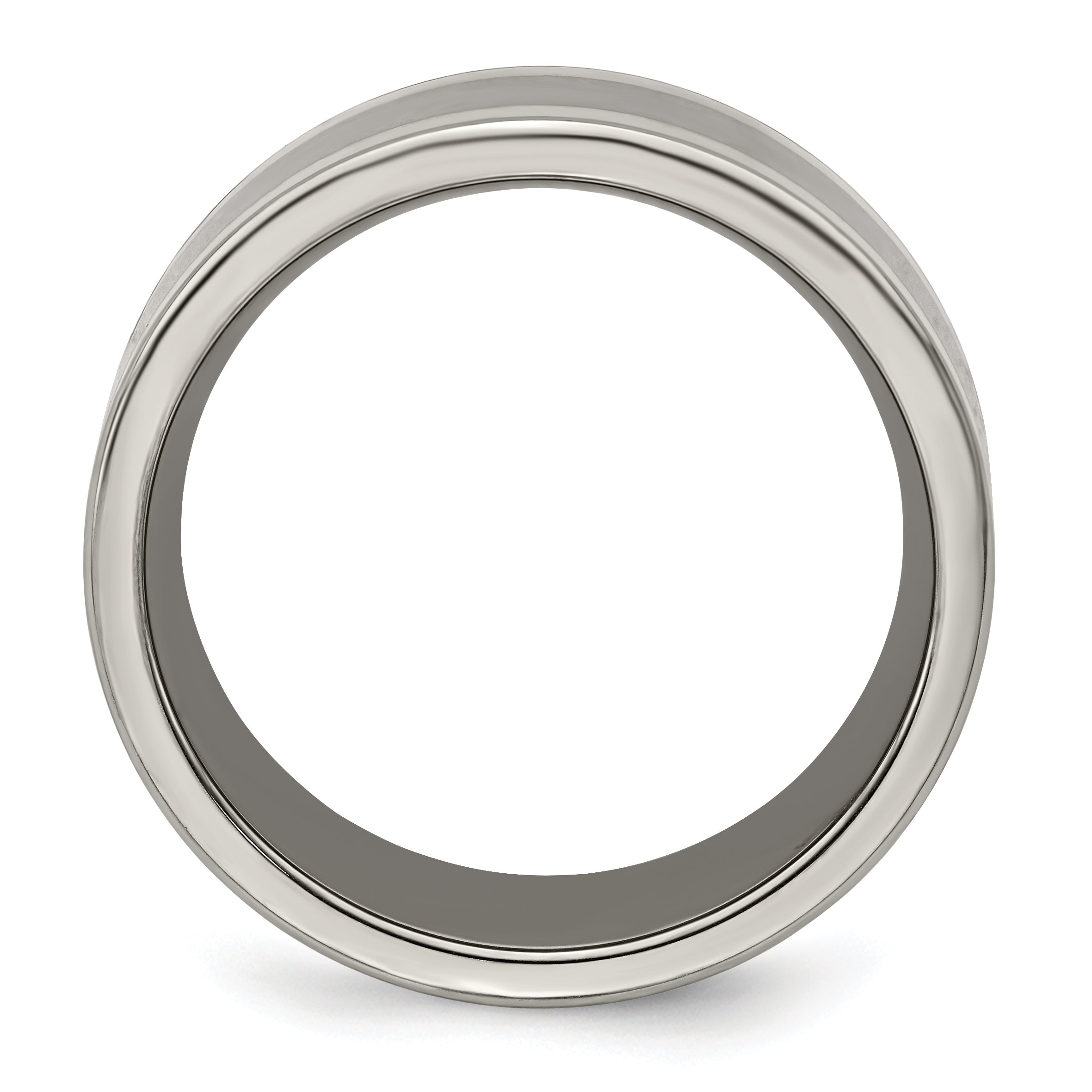 Titanium and Sterling Silver Wedding Band with Polished Finish