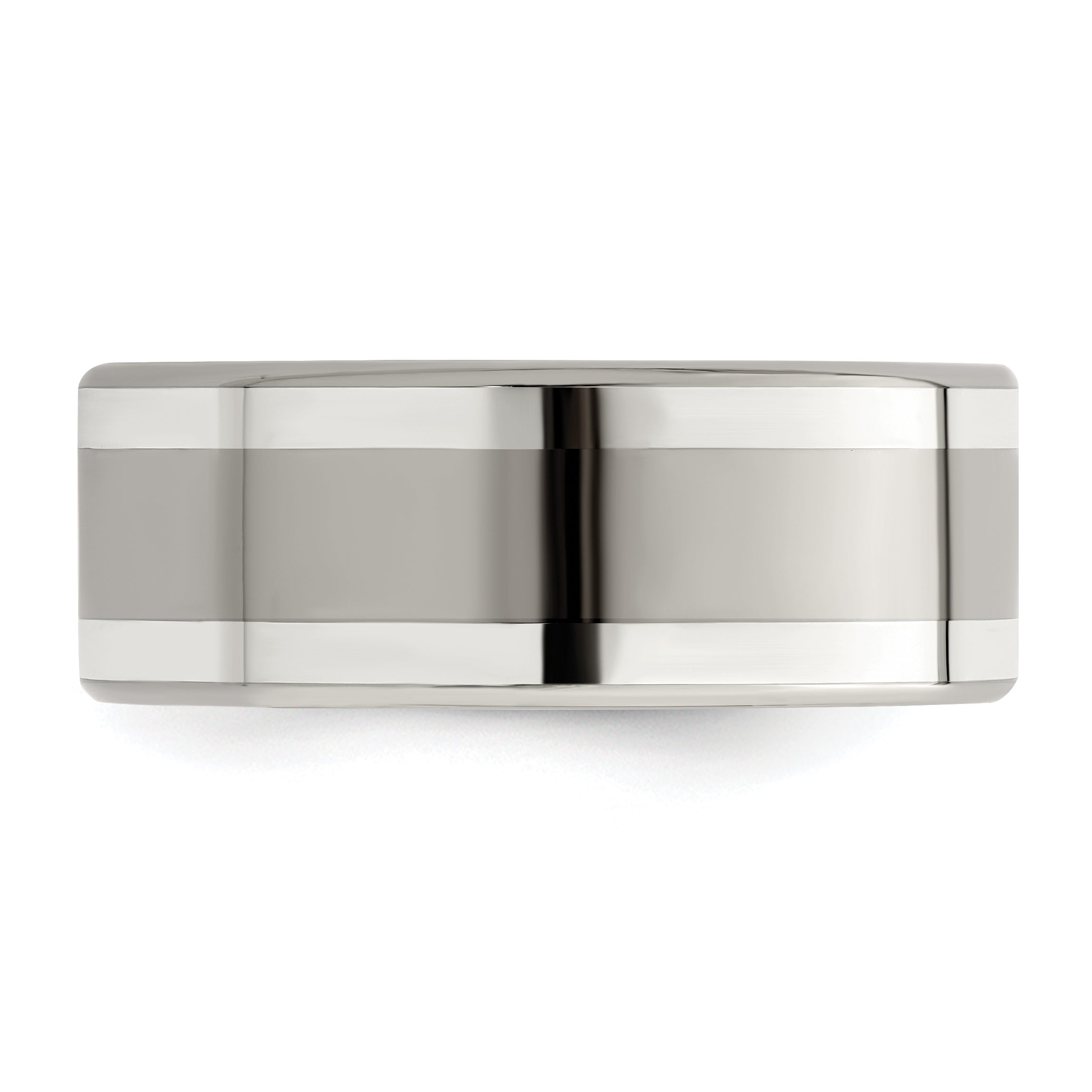 Titanium and Sterling Silver Wedding Band with Polished Finish