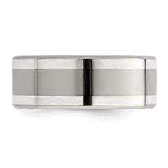 Titanium and Sterling Silver Wedding Band with Polished Finish