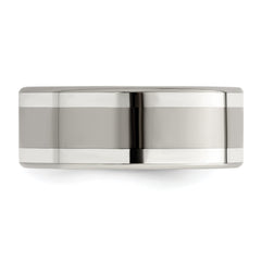 Titanium and Sterling Silver Wedding Band with Polished Finish