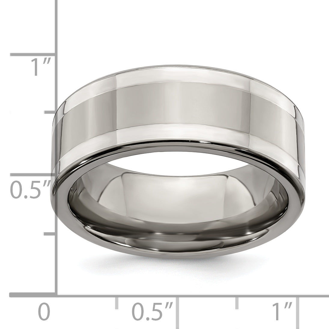 Titanium and Sterling Silver Wedding Band with Polished Finish