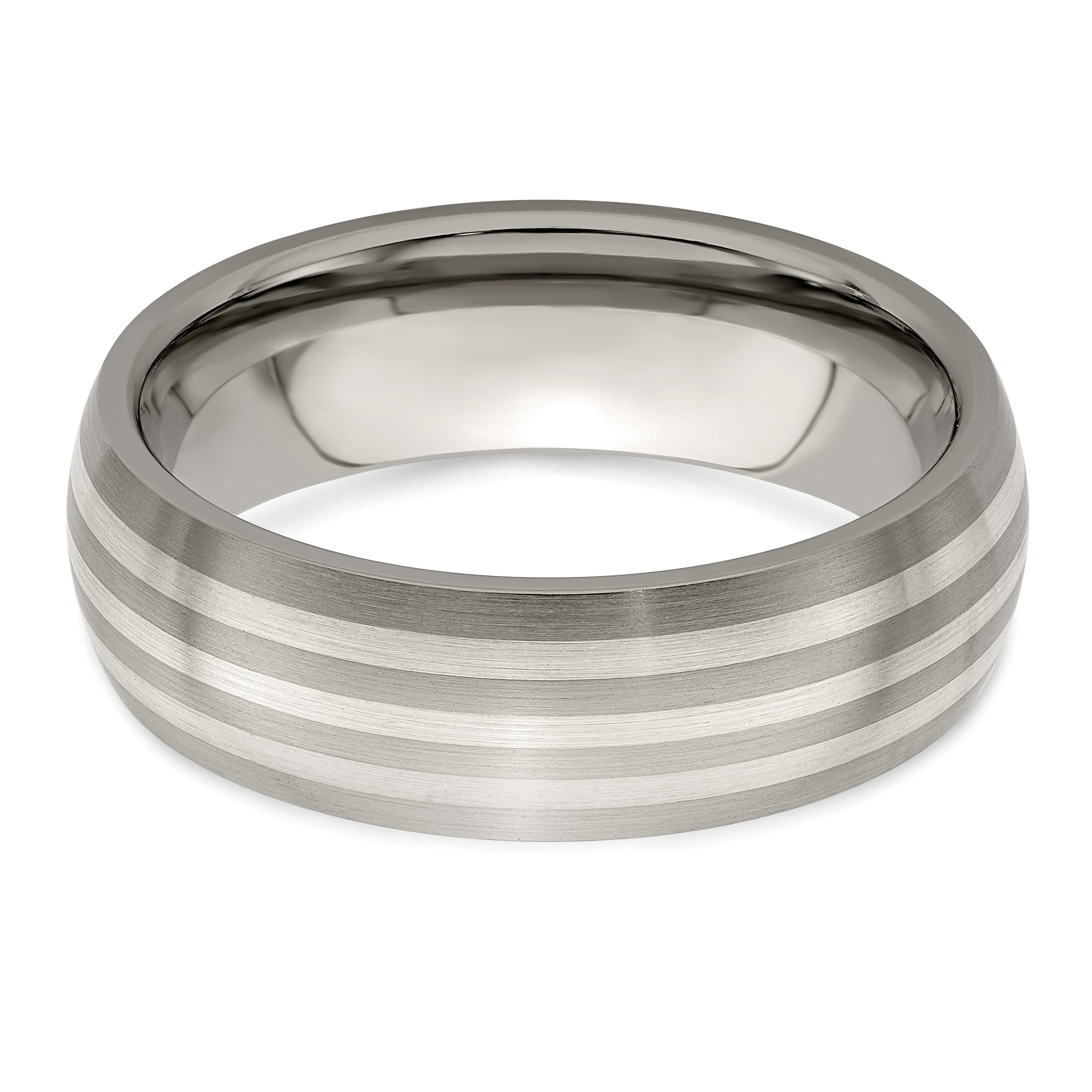 Edward Mirell Titanium with Sterling Silver Inlay Brushed 7mm Band