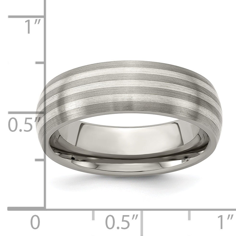 Edward Mirell Titanium with Sterling Silver Inlay Brushed 7mm Band