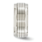 Edward Mirell Titanium and Silver Wedding Band with Beveled Edge