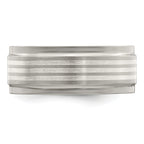 Edward Mirell Titanium and Silver Wedding Band with Beveled Edge
