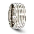 Edward Mirell Titanium and Silver Wedding Band with Beveled Edge