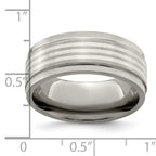 Edward Mirell Titanium and Silver Wedding Band with Beveled Edge