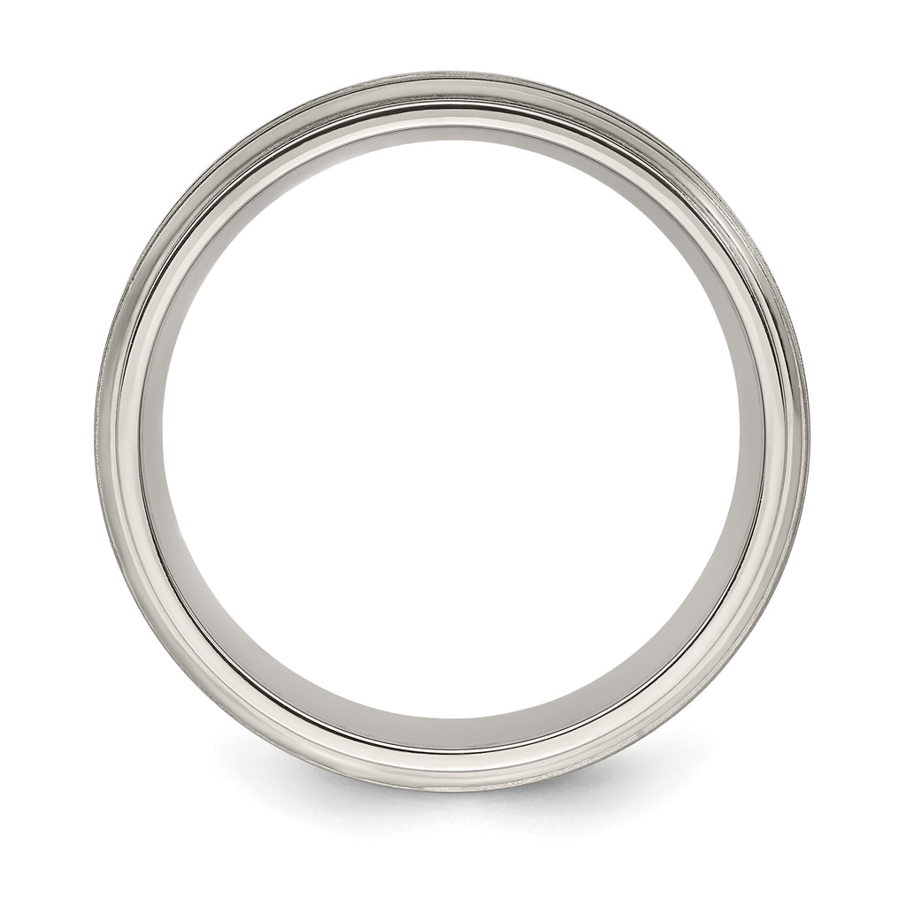 Edward Mirell Two-Tone Titanium Wedding Band with Sterling Silver Inlay