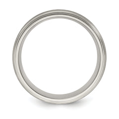 Edward Mirell Titanium with Sterling Silver Textured Lines Step Edge 7.5mm Band