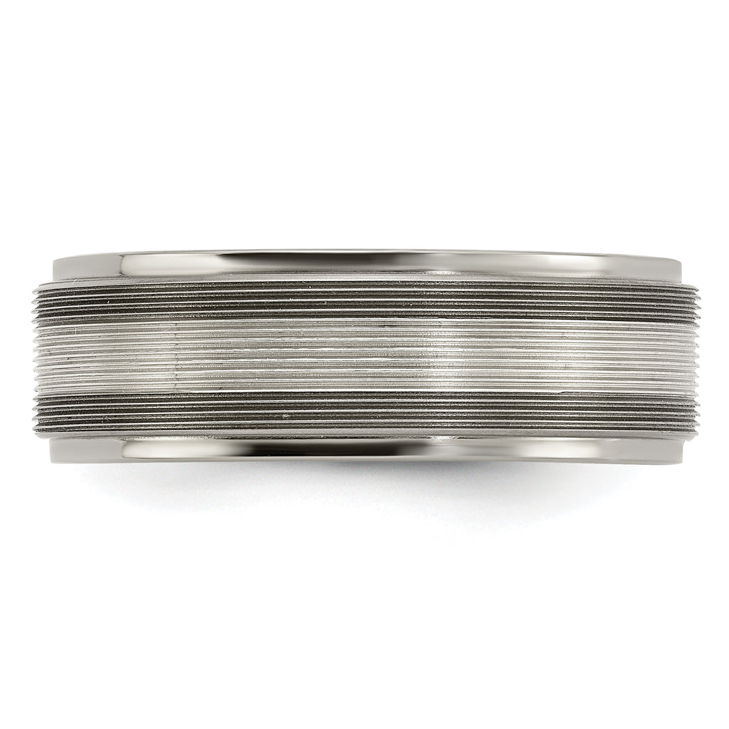 Edward Mirell Two-Tone Titanium Wedding Band with Sterling Silver Inlay