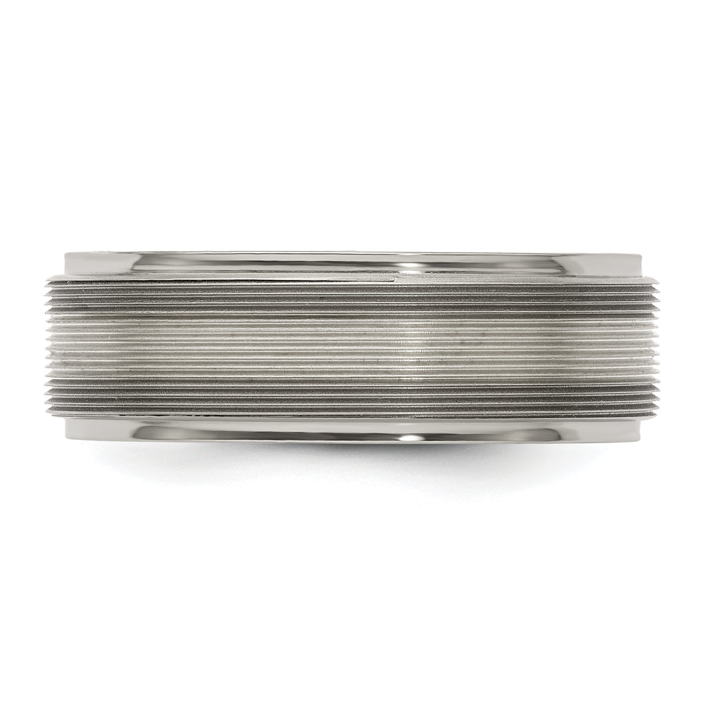 Edward Mirell Two-Tone Titanium Wedding Band with Sterling Silver Inlay