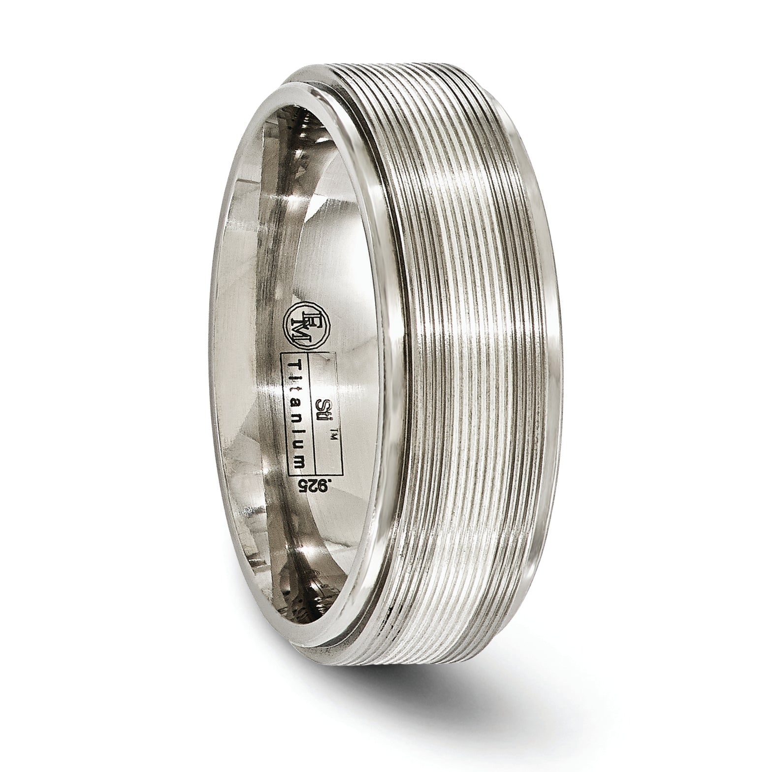 Edward Mirell Two-Tone Titanium Wedding Band with Sterling Silver Inlay