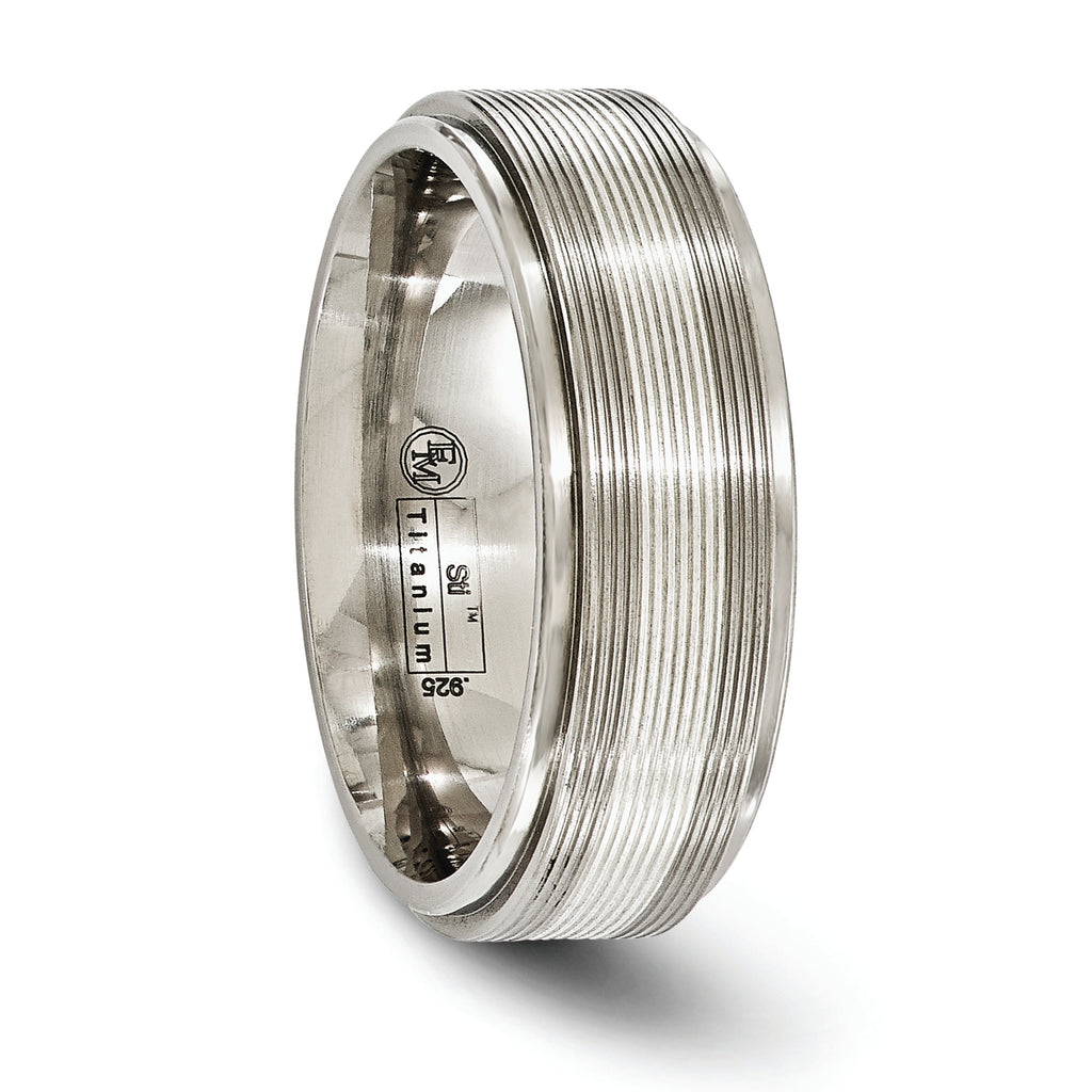 Edward Mirell Two-Tone Titanium Wedding Band with Sterling Silver Inlay