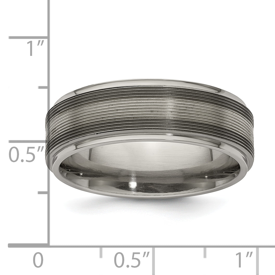 Edward Mirell Two-Tone Titanium Wedding Band with Sterling Silver Inlay