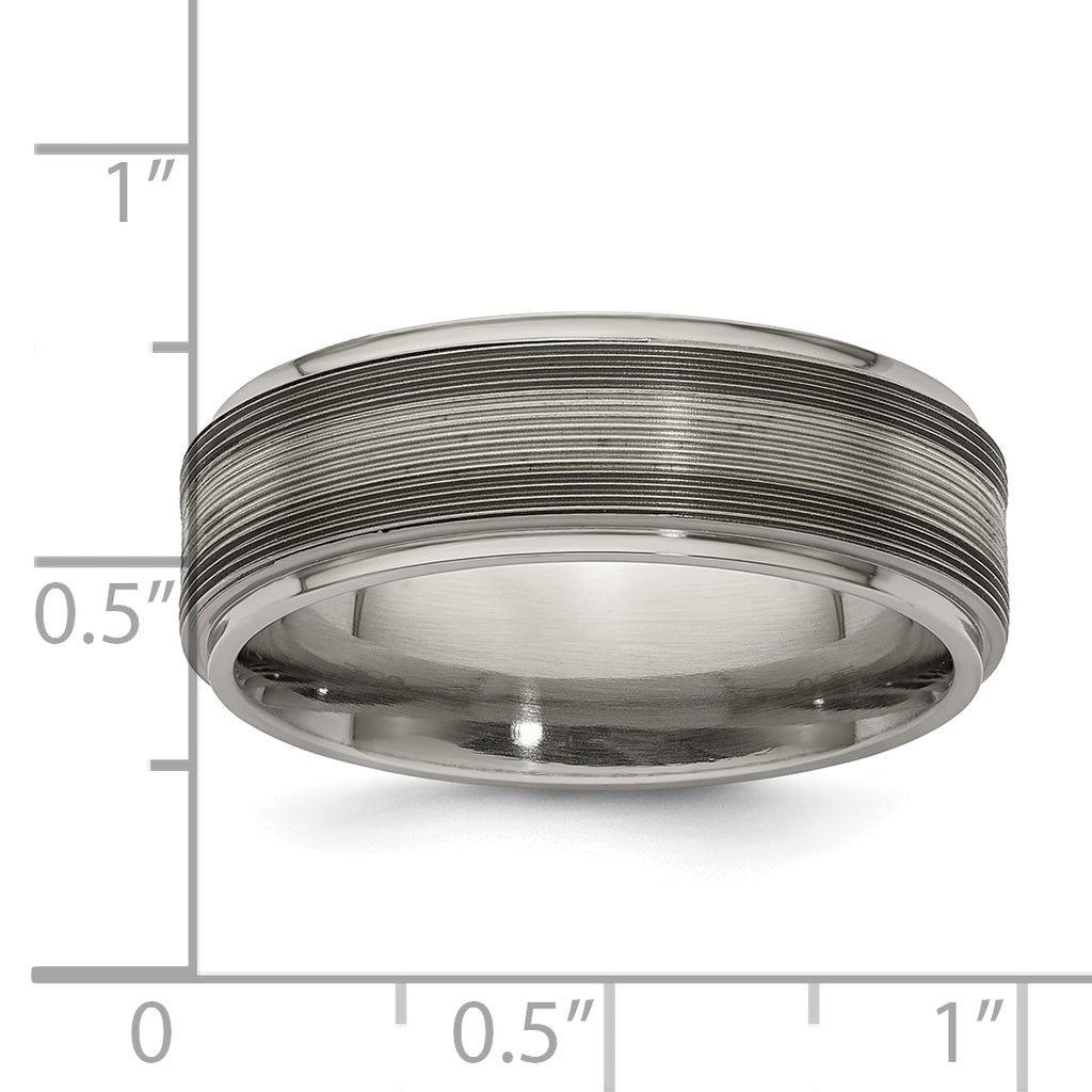 Edward Mirell Two-Tone Titanium Wedding Band with Sterling Silver Inlay