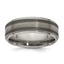 Edward Mirell Titanium with Sterling Silver Textured Lines Step Edge 7.5mm Band