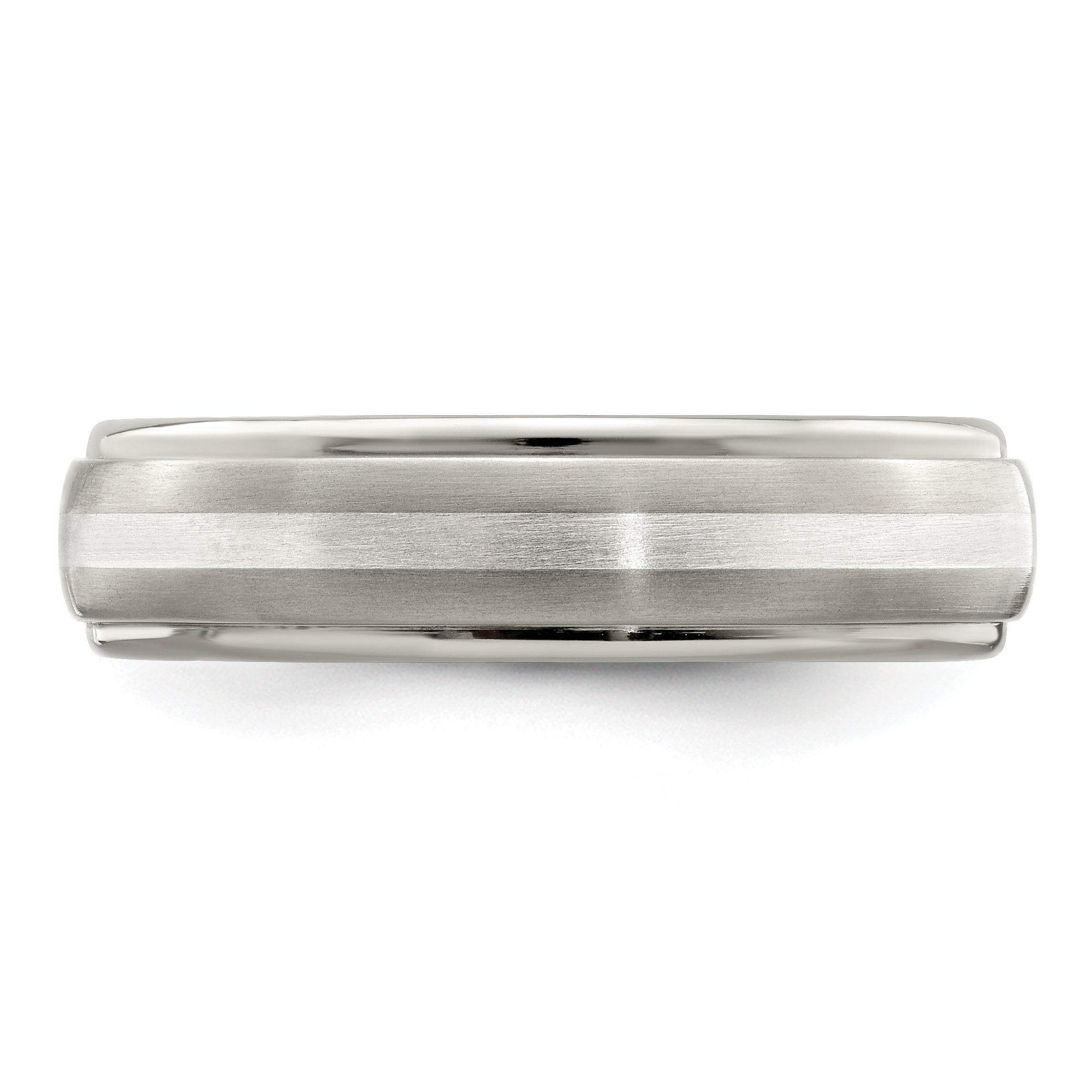 Edward Mirell Two-Tone Titanium Wedding Band with Sterling Silver Inlay - 7