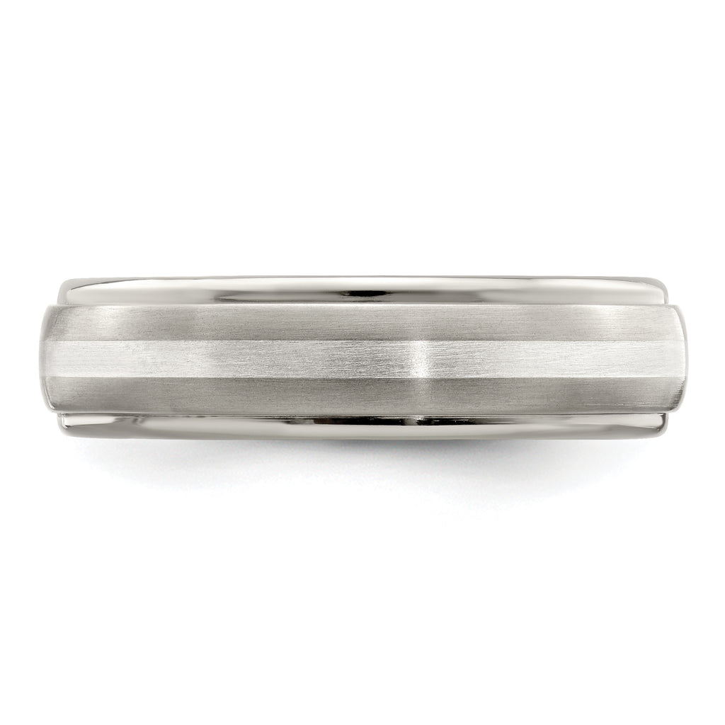 Edward Mirell Two-Tone Titanium Wedding Band with Sterling Silver Inlay