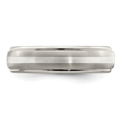 Edward Mirell Two-Tone Titanium Wedding Band with Sterling Silver Inlay - 7