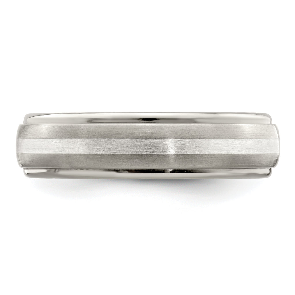 Edward Mirell Two-Tone Titanium Wedding Band with Sterling Silver Inlay