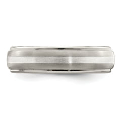 Edward Mirell Two-Tone Titanium Wedding Band with Sterling Silver Inlay - 7