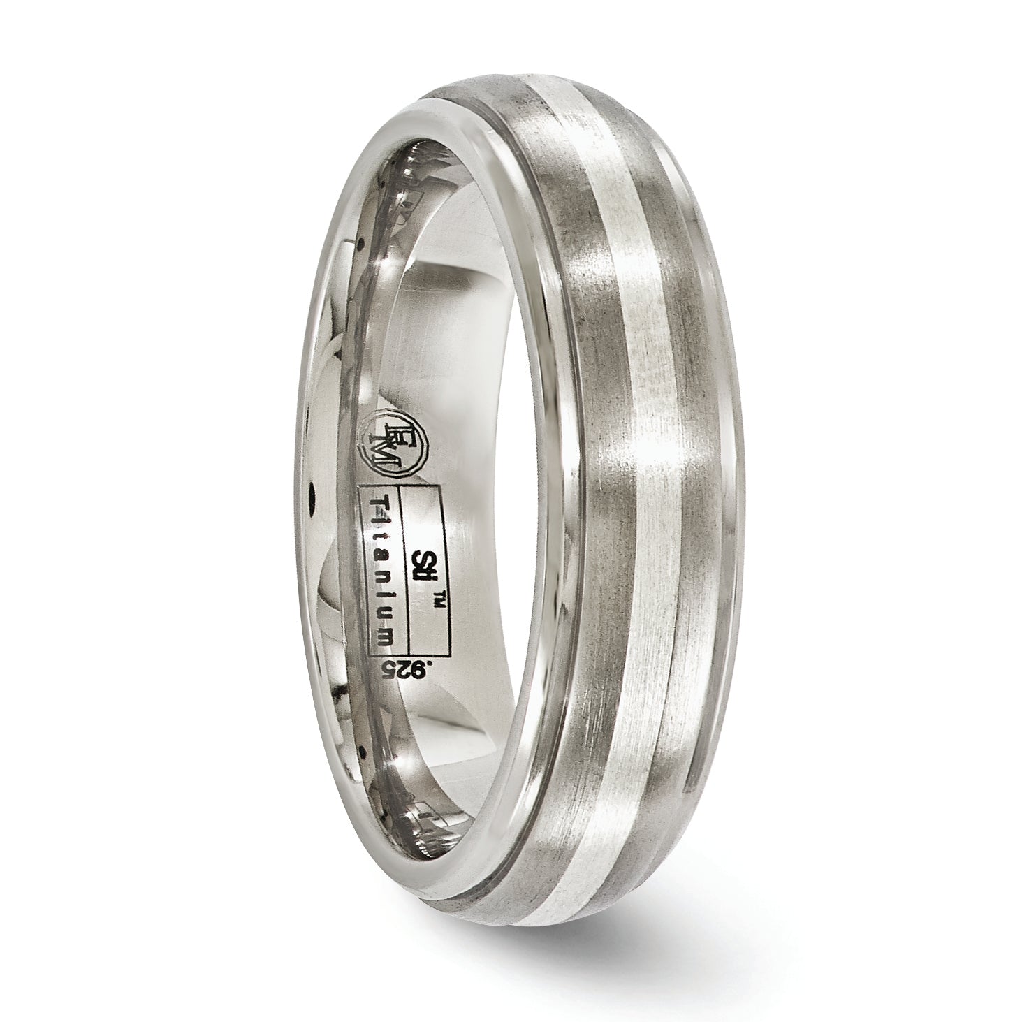 Edward Mirell Two-Tone Titanium Wedding Band with Sterling Silver Inlay - 7