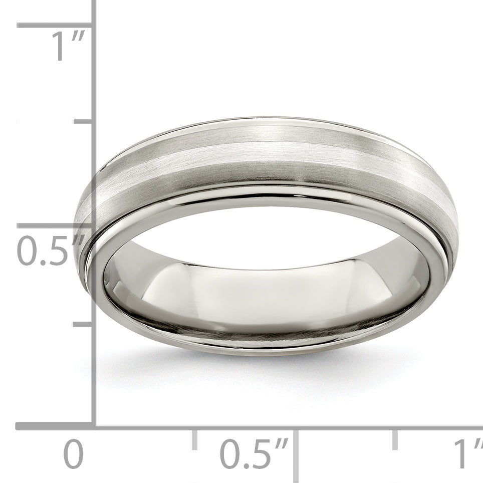 Edward Mirell Two-Tone Titanium Wedding Band with Sterling Silver Inlay - 7
