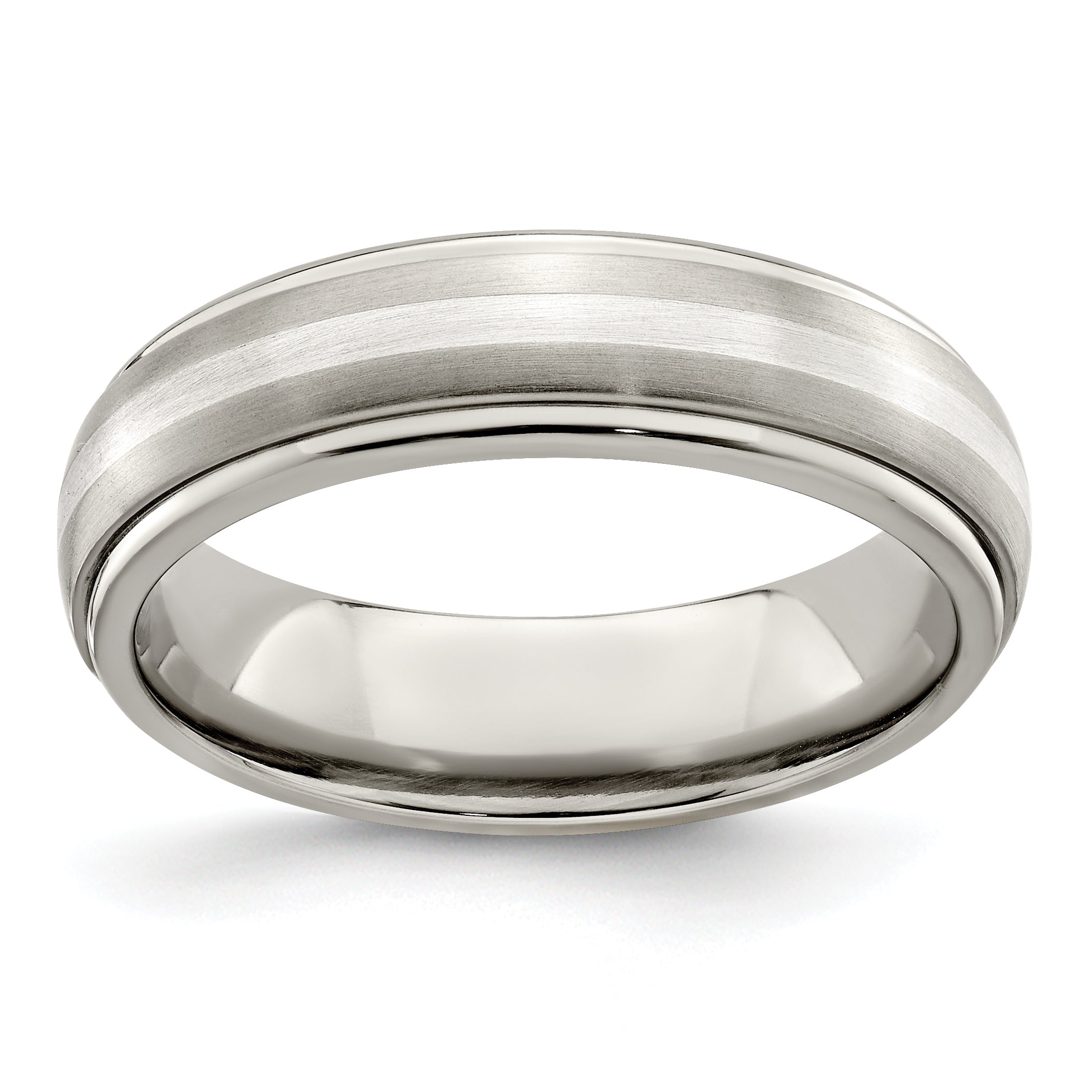 Edward Mirell Titanium Brushed&Polished WithSterling Silver 6mm Band Main image