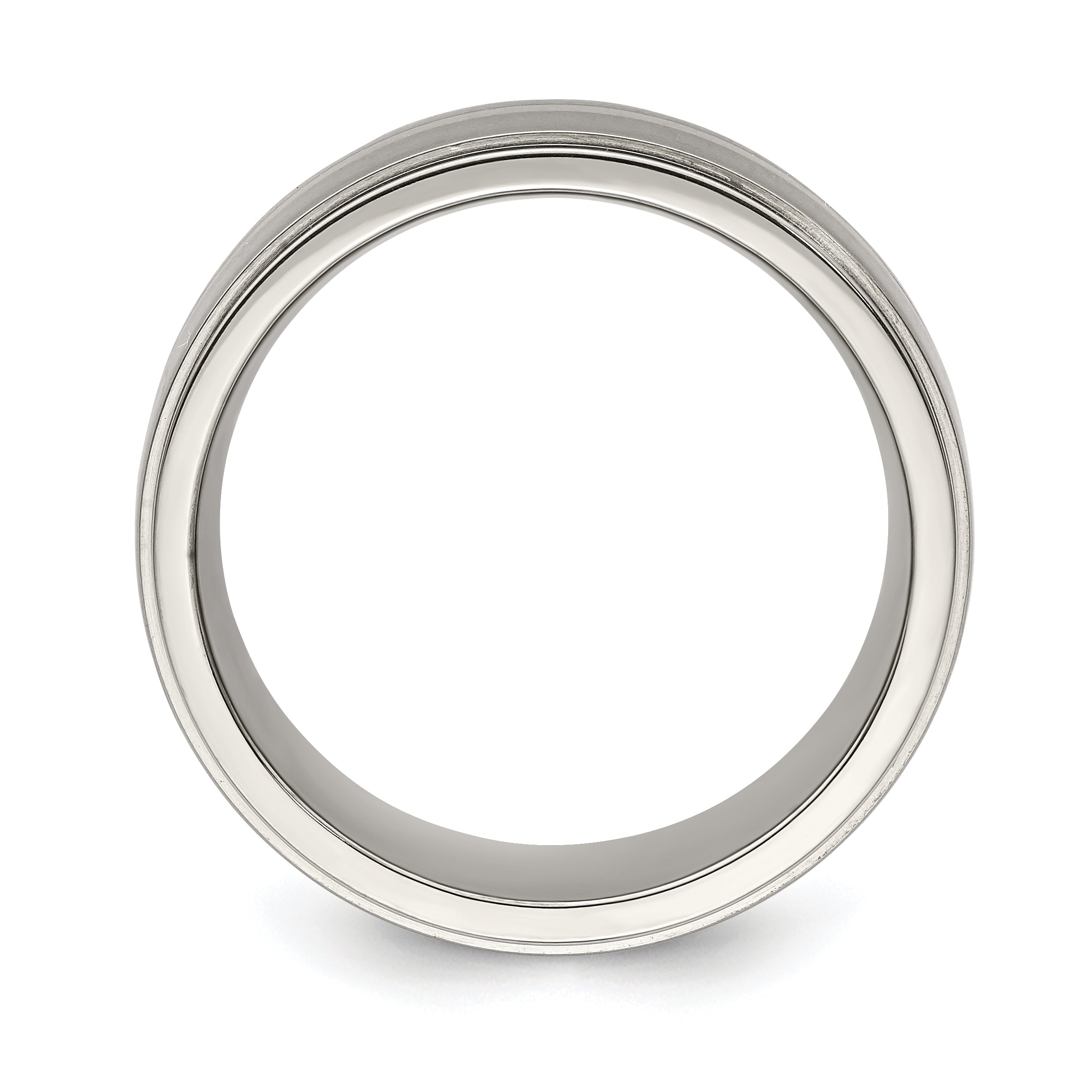 Titanium Silver Inlay Wedding Band with Polished Brushed Finish Secondary image