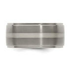 Titanium Silver Inlay Wedding Band with Polished Brushed Finish
