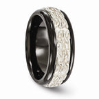 Sophia Jewelers Titanium Silver Two-Tone Engravable Wedding Band 9mm Gift Ready