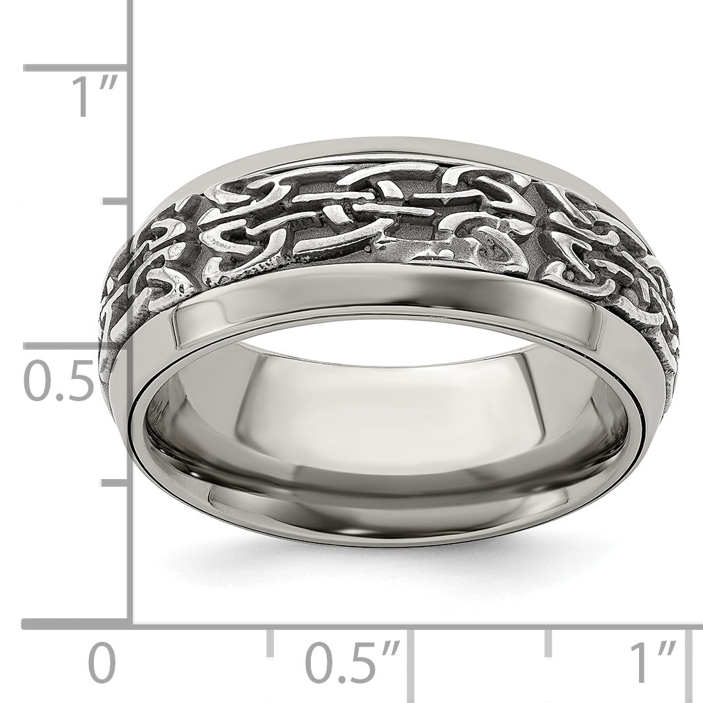 Edward Mirell Titanium Wedding Band with Polished Finish Engravable 9mm