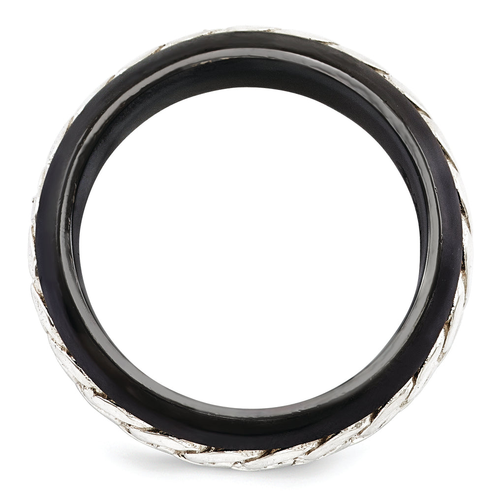 Edward Mirell Two-Tone Titanium and Silver Wedding Band, 9mm Engravable