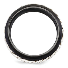 Edward Mirell Black Ti & Sterling Silver Beveled Casted 9mm Band